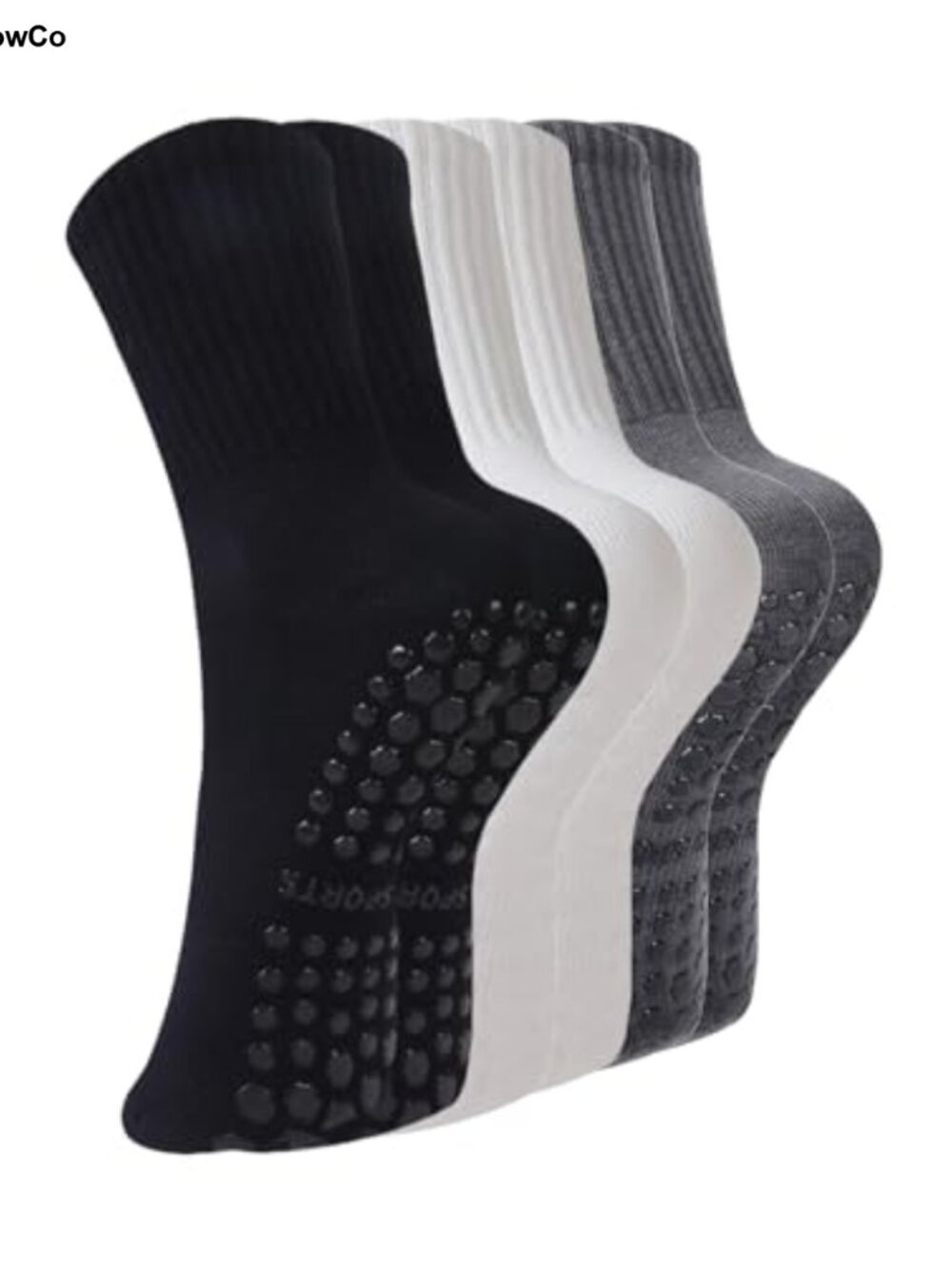 Grippy Pilates Socks with Grips for Women Cotton Blend Crew Non Slip Yoga